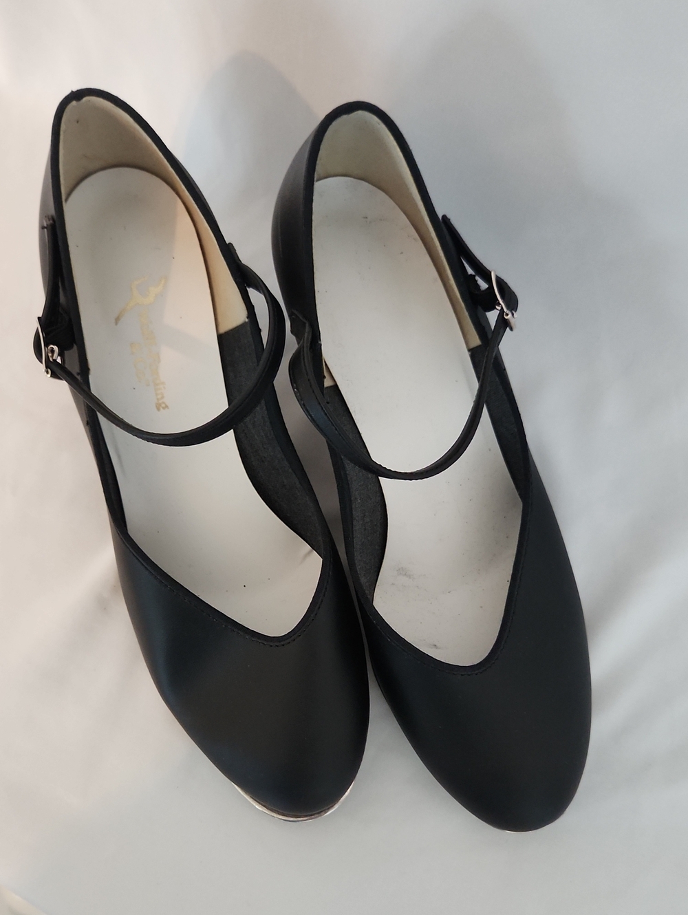Women's Black "Baby Louis" Mid Heel Buckle Tap Shoes, Wolff-Fording Company, 9M - Picture 3 of 7